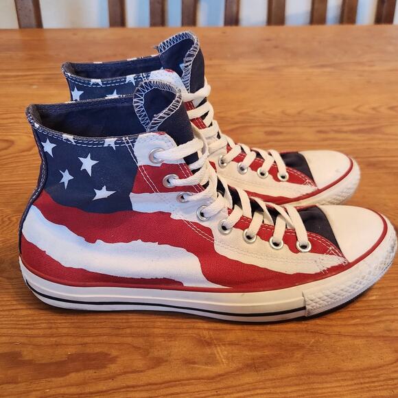 CONVERSE CHUCK TAYLOR AMERICAN FLAG HIGH TOP SNEAKER M 8.5 W 10.5 STATEMENT VTG - Picture 1 of 10